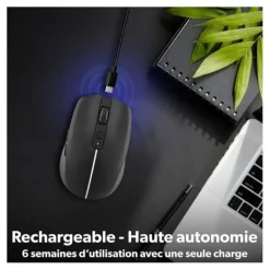 Souris rechargeable bluetooth DUAL CONNECT noire - GRADIENT Souris, Tapis
