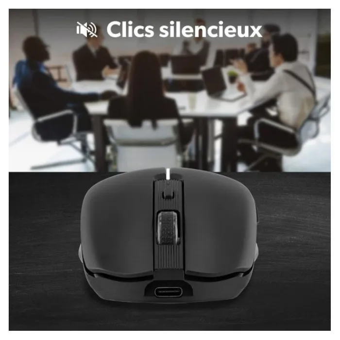 Souris rechargeable bluetooth DUAL CONNECT noire - GRADIENT Souris, Tapis