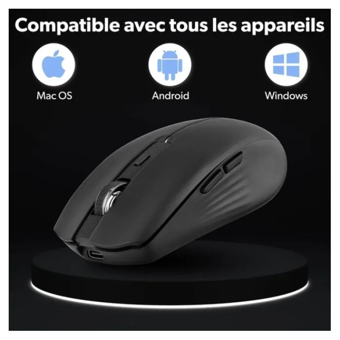 Souris rechargeable bluetooth DUAL CONNECT noire - GRADIENT Souris, Tapis