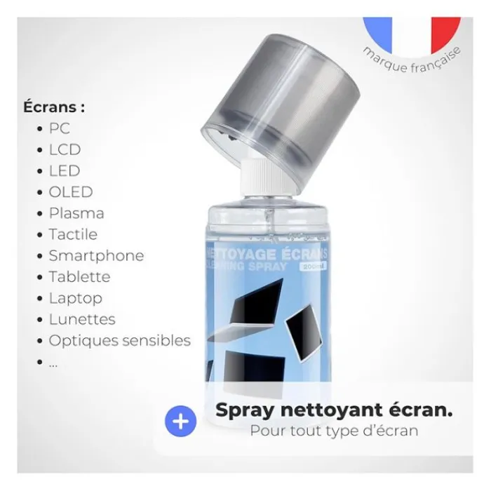 Hot Spray Nettoyant Écran 200 ml + Chiffon Microfibre Fournitures De Bureau