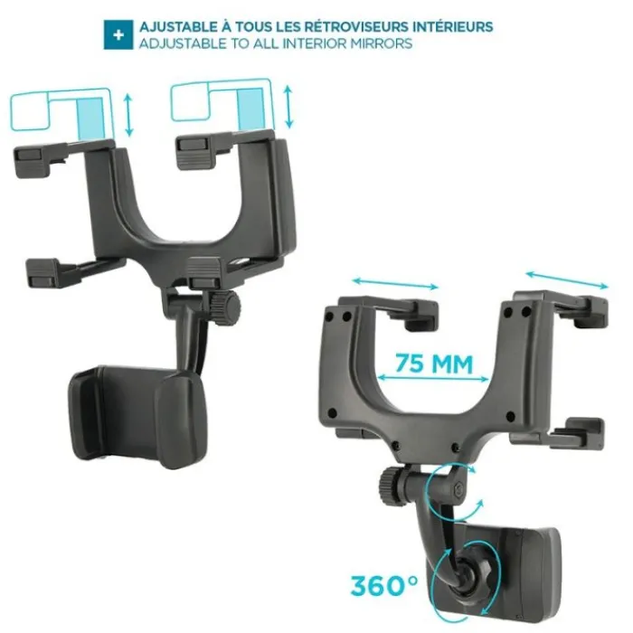 Hot SUPPORT UNIVERSEL POUR RETROVISEUR Support Smartphone