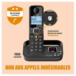 Outlet Téléphone duo avec répondeur F860 Voice noir Téléphone Fixe