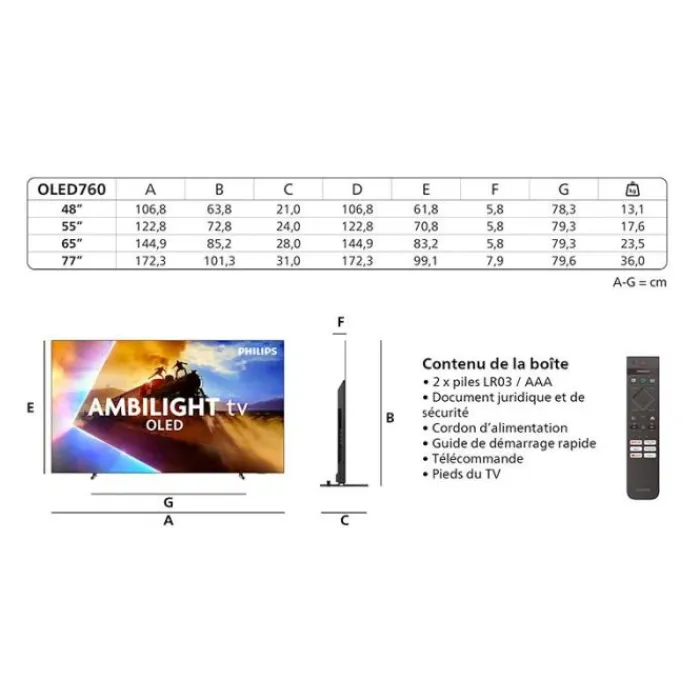 Discount TV OLED 55" OLED760 Ambilight Tv De 108 À 146 Cm