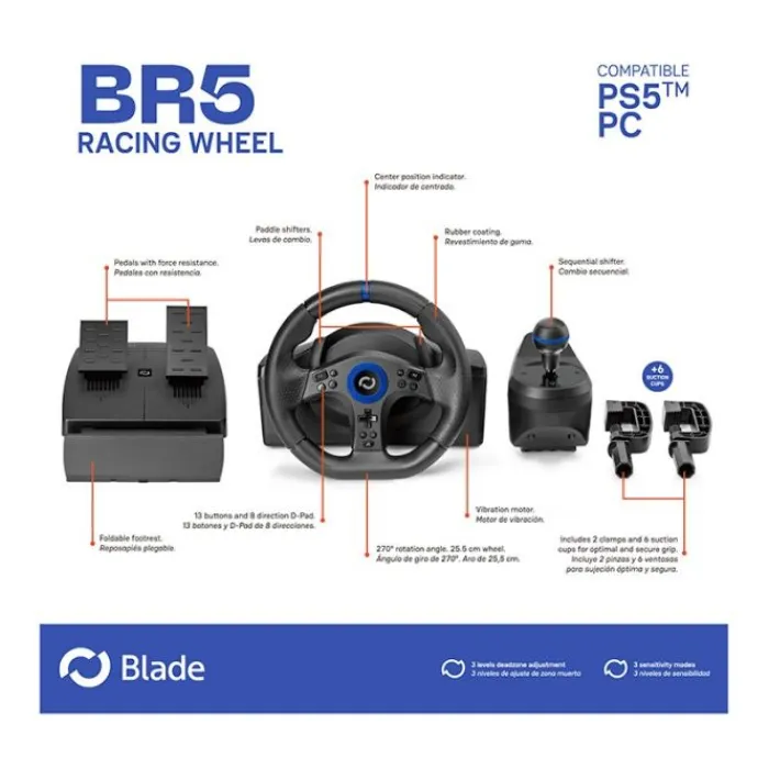 Sale Volant BR5 Racing Wheel Simulation|Manette, Casque, Protection Console